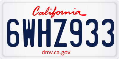 CA license plate 6WHZ933