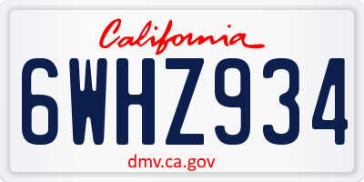 CA license plate 6WHZ934