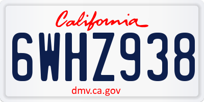 CA license plate 6WHZ938
