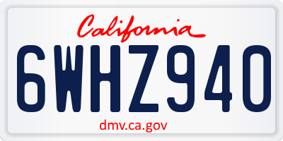 CA license plate 6WHZ940