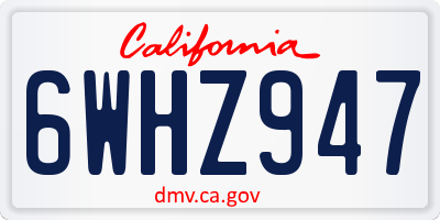 CA license plate 6WHZ947