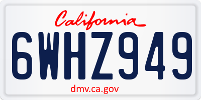 CA license plate 6WHZ949