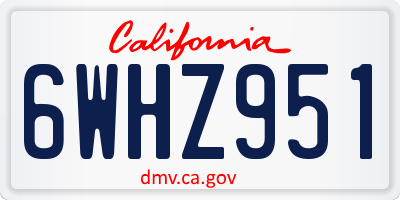CA license plate 6WHZ951