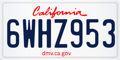 CA license plate 6WHZ953