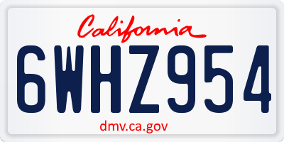 CA license plate 6WHZ954