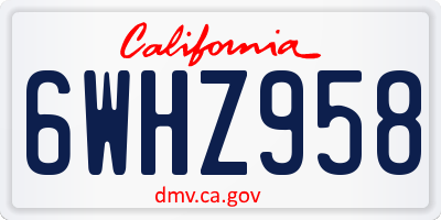 CA license plate 6WHZ958