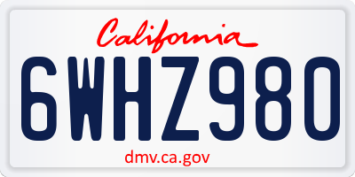 CA license plate 6WHZ980