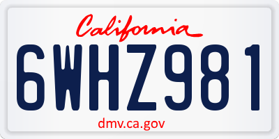 CA license plate 6WHZ981