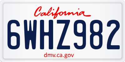 CA license plate 6WHZ982