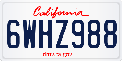 CA license plate 6WHZ988