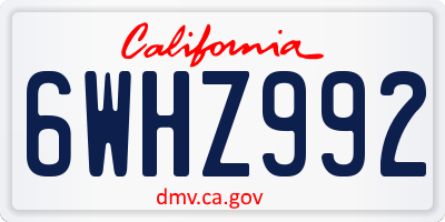 CA license plate 6WHZ992