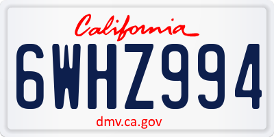 CA license plate 6WHZ994