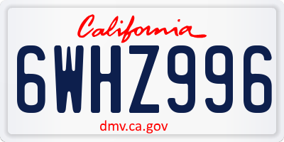 CA license plate 6WHZ996