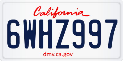 CA license plate 6WHZ997