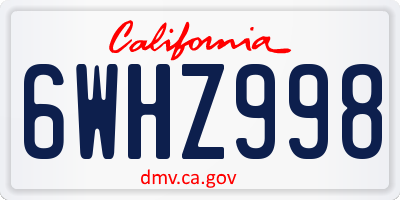 CA license plate 6WHZ998