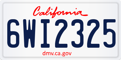 CA license plate 6WI2325