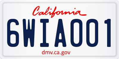 CA license plate 6WIA001