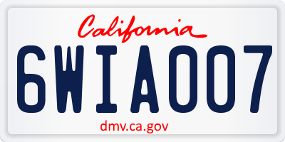 CA license plate 6WIA007