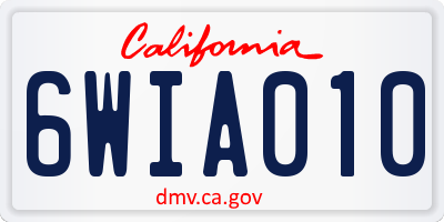 CA license plate 6WIA010