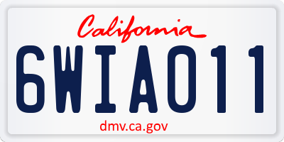 CA license plate 6WIA011