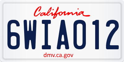 CA license plate 6WIA012