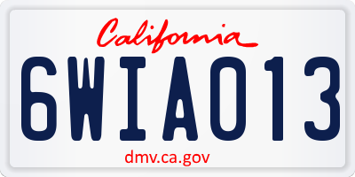 CA license plate 6WIA013