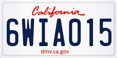 CA license plate 6WIA015