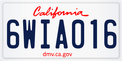 CA license plate 6WIA016