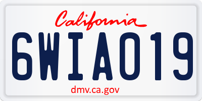 CA license plate 6WIA019