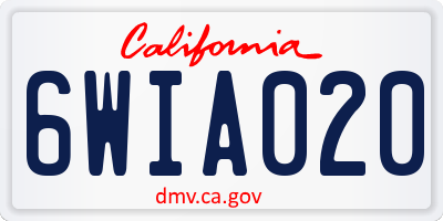 CA license plate 6WIA020