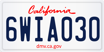 CA license plate 6WIA030