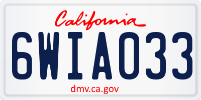 CA license plate 6WIA033