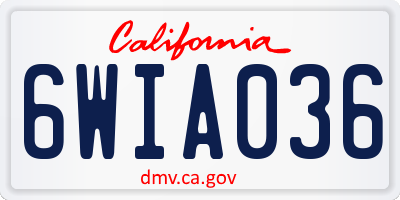 CA license plate 6WIA036