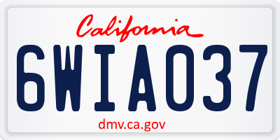 CA license plate 6WIA037