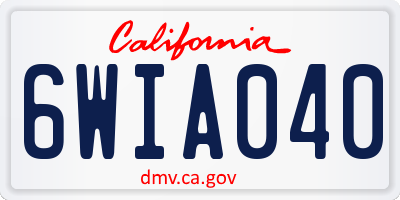 CA license plate 6WIA040