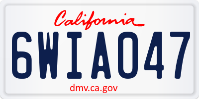 CA license plate 6WIA047