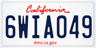 CA license plate 6WIA049