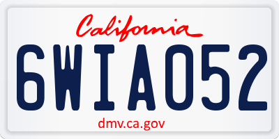 CA license plate 6WIA052