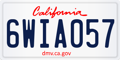 CA license plate 6WIA057