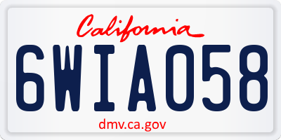 CA license plate 6WIA058