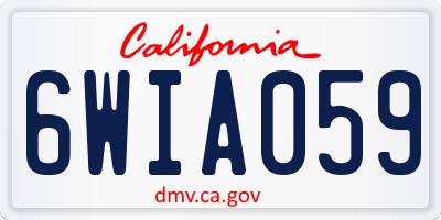 CA license plate 6WIA059