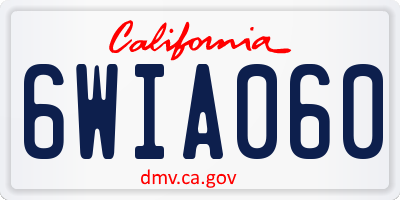 CA license plate 6WIA060