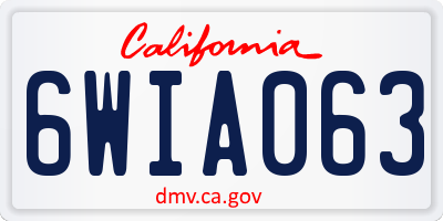CA license plate 6WIA063