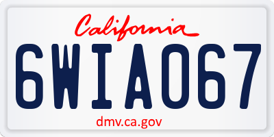 CA license plate 6WIA067