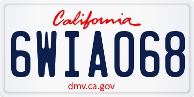 CA license plate 6WIA068