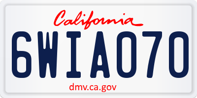 CA license plate 6WIA070