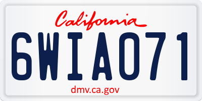 CA license plate 6WIA071