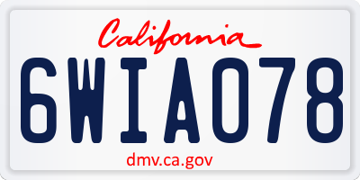 CA license plate 6WIA078