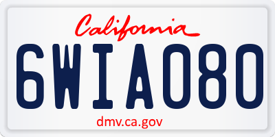 CA license plate 6WIA080