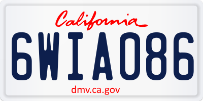 CA license plate 6WIA086